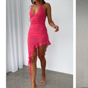 White Fox Boutique Hot Pink Halter Dress